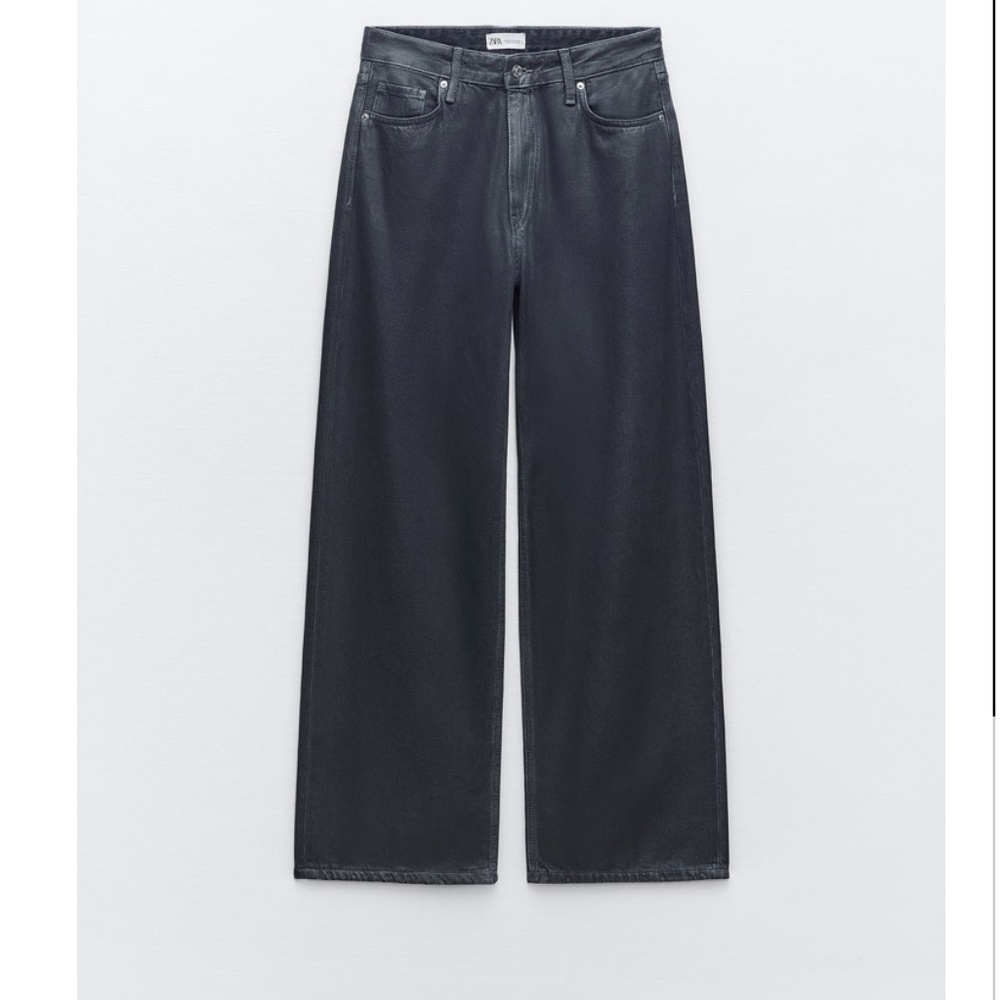 Zara TRF MID RISE LOOSE FIT FOIL JEANS